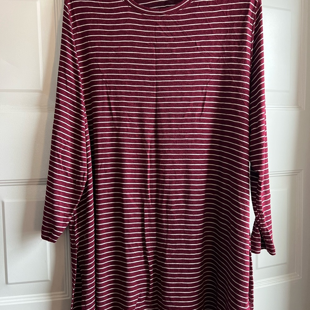 Striped Burgundy and White Long Sleeve Top